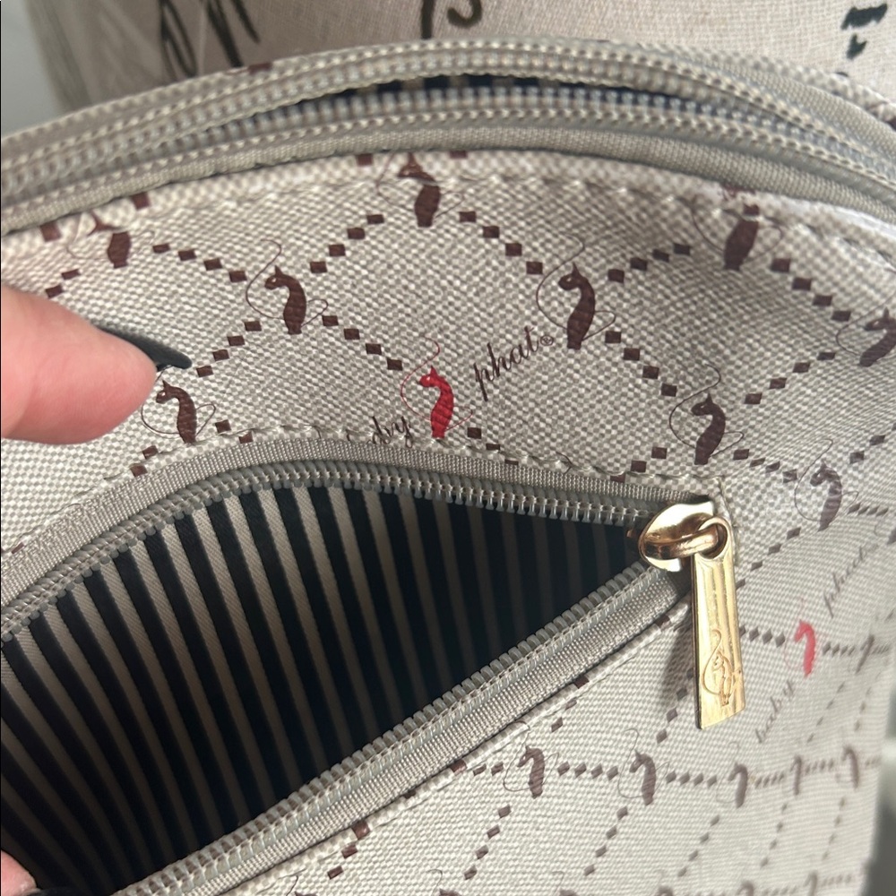 Baby Phat Beige and Brown Crossbody Bag with Red Floral Design - Picture 6 of 7